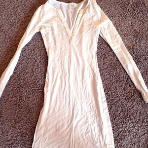 Long Sleeve White Dress w/ button collar